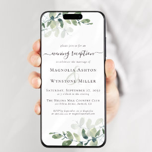 Invitation Eucalyptus Mariage Soirée Réception Digital Evite