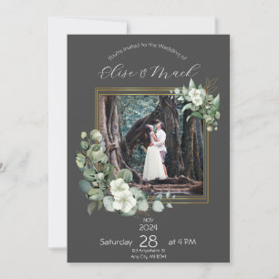 Invitation Eucalyptus Minimaliste Photo de Mariage Personnali