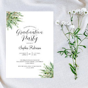 Invitation Eucalyptus Moderne Calligraphie Parti de Graduatio