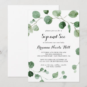 Invitation Eucalyptus Moderne Calligraphie Siroter et voir