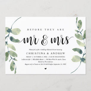 Invitation Eucalyptus moderne, Dîner de répétition Mariage