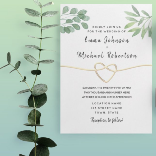 Invitation Eucalyptus moderne Élégant Mariage de script (Créateur téléchargé)