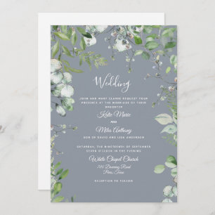 Invitation Eucalyptus moderne Les deux parents Dusty Blue Mar