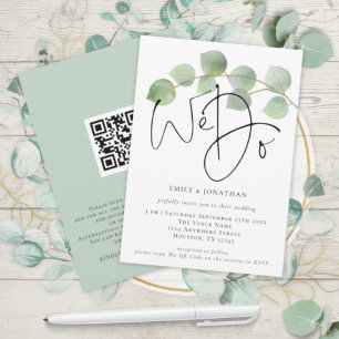 Invitation Eucalyptus moderne Nous faisons QR Code Mariage
