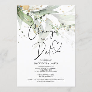 Invitation Eucalyptus Modifier la date de report du Mariage