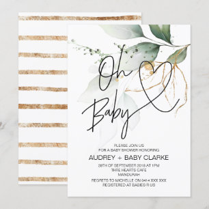 Invitation Eucalyptus Oh Baby Modern Boy Girl Baby shower
