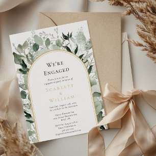 Invitation Eucalyptus Or Simple Nous sommes fiancés