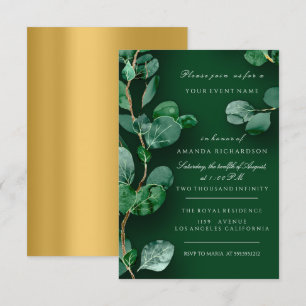 Invitation Eucalyptus Or Vert Mariage Anniversaire