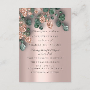 Invitation Eucalyptus Parties scintillant Rose  Foils rustiqu