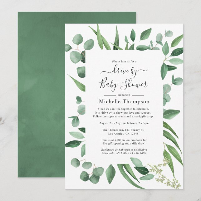 Invitation Eucalyptus Promenade de verdure par la nuptiale ou (Devant / Derrière)
