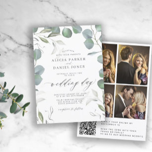 Invitation Eucalyptus QR CODE photo collage mariage