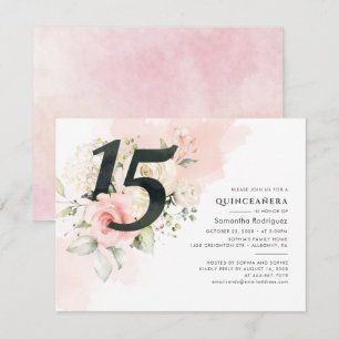 Invitation Eucalyptus Quinceanera rose 15e anniversaire