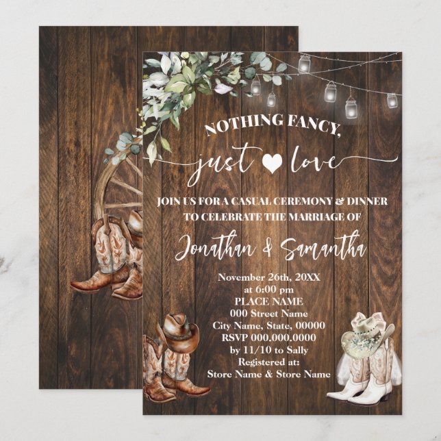 Invitation Eucalyptus Rien De Fancy Just Love Décontracté Mar (Devant / Derrière)