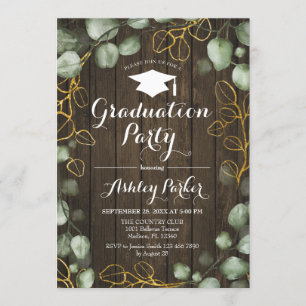 Invitation Eucalyptus Rustic Wood Wreath Graduation Party