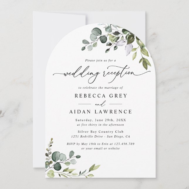 Invitation Eucalyptus Rustique Arc Verdure Réception de maria (Devant)