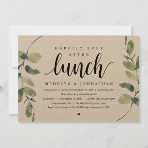 Invitation Eucalyptus Rustique, Déjeuner Mariage Elopement
