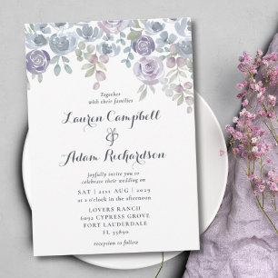 Invitation Eucalyptus Rustique & Mariage Floral Violet Invite
