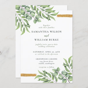 Invitation Eucalyptus rustique Verdure Mariage succulent