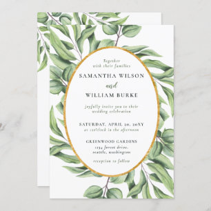 Invitation Eucalyptus rustique Verdure Mariage succulent