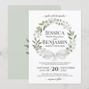 Invitation Eucalyptus rustique Wreath Elegant Mariage Boho