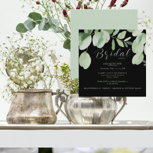 Invitation Eucalyptus Sage & Black Carré Fête des mariées