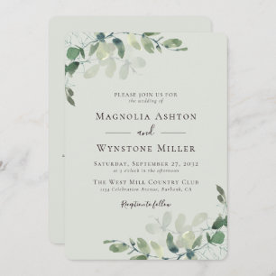 Invitation Eucalyptus Sage Vert tout en un Mariage