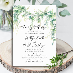 Invitation Eucalyptus Script De Verdure Moderne La Nuit Avant