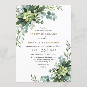 Invitation Eucalyptus Succulent Elegant Boho Mariage de verdu