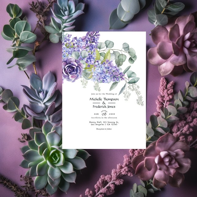 Invitation Eucalyptus Succulents QR Code RSVP Mariage (Créateur téléchargé)