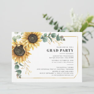Invitation Eucalyptus Tournesol Photo Géométrique Grad Party