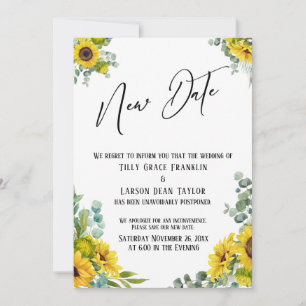 Invitation Eucalyptus Tournesol Retardé Mariage Nouvelle Cart