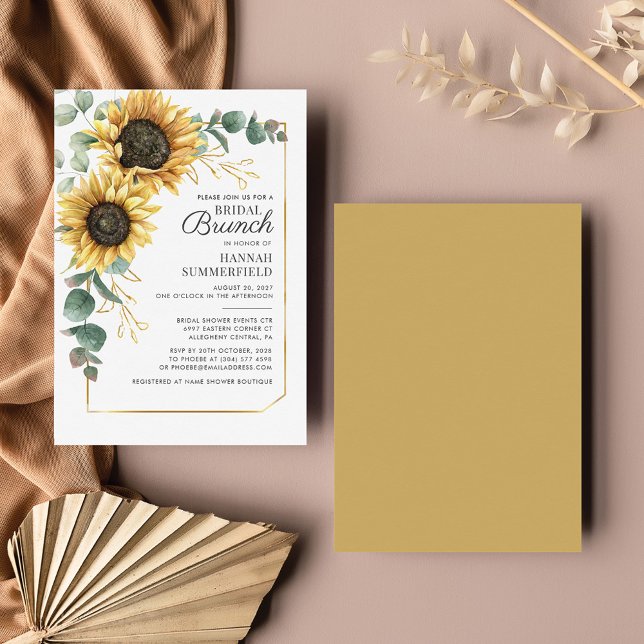 Invitation Eucalyptus Tournesol Vert Floral Bridal Brunch (Créateur téléchargé)