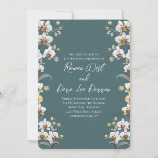 Invitation Eucalyptus Turquoise Orchidées Vintages Floral Mar