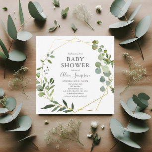 Invitation Eucalyptus verdoyant Baby shower Script