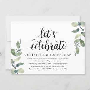 Invitation Eucalyptus verdoyant, Parti Elopement Mariage