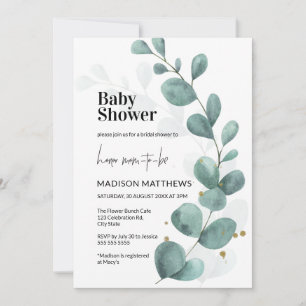 Invitation Eucalyptus verdure Baby shower d'aquarelle Invita