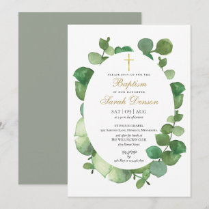 Invitation Eucalyptus Verdure Baptême Floral Baptême Baptême 