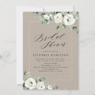Invitation Eucalyptus verdure blanc fleuri nuptiale douche