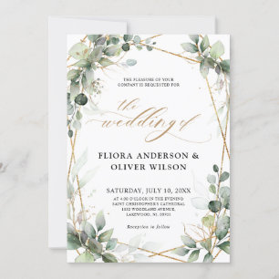 Invitation Eucalyptus Verdure Botanique Mariage géométrique