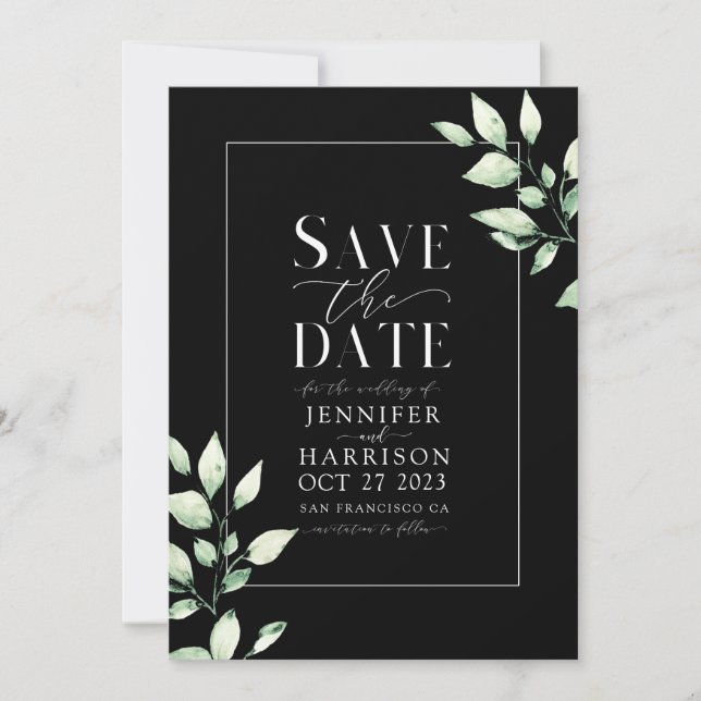 Invitation Eucalyptus Verdure Botanique Vert Save the Date (Devant)