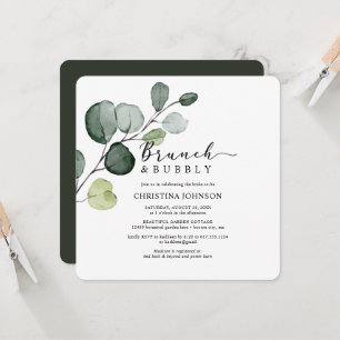 Invitation Eucalyptus verdure Brunch Fête des mariées bulle