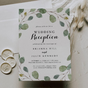 Invitation Eucalyptus Verdure Calligraphie Mariage Réception