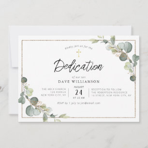 Invitation eucalyptus verdure élégance cadre dédicace
