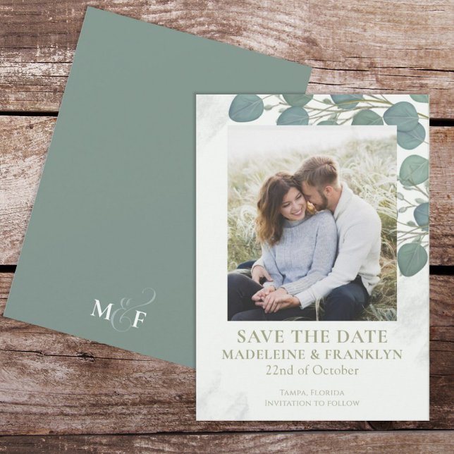 Invitation Eucalyptus Verdure Elégante Aquarelle Feuilles Inv (Créateur téléchargé)