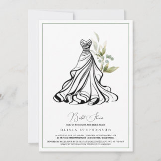 Invitation Eucalyptus Verdure et robe Mariage