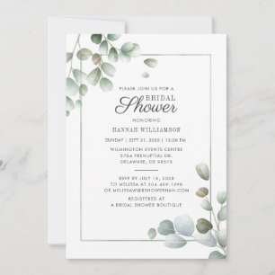 Invitation Eucalyptus verdure Fête des mariées géométrique ru