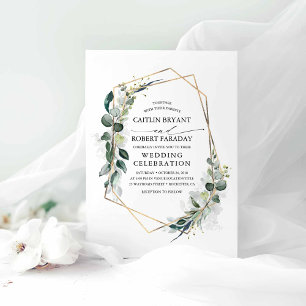 Invitation Eucalyptus Verdure Géométrique Mariage moderne
