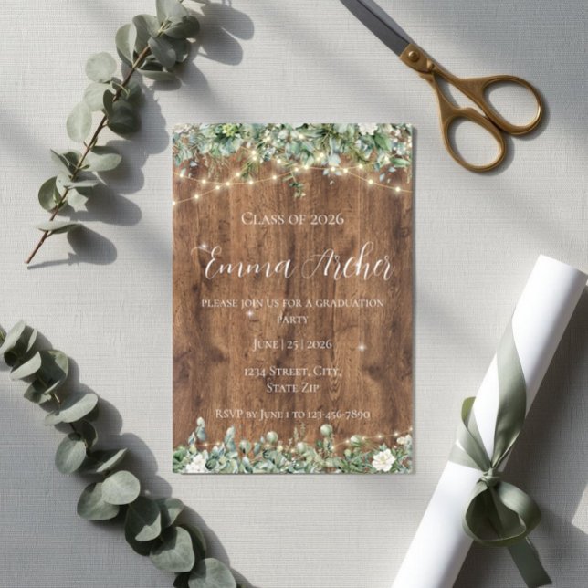 Invitation Eucalyptus Verdure & Lumières de Guirlande de Fin  (Créateur téléchargé)