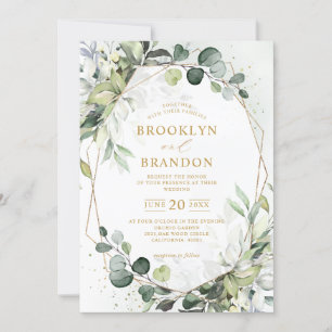 Invitation Eucalyptus Verdure Moderne Mariage géométrique Inv