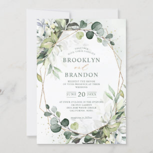 Invitation Eucalyptus Verdure Moderne Mariage géométrique Inv